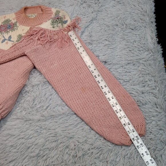 Vintage Nuggets Womens Sweater Pink L Open Knit Stretch Casual Cozy Grandma - Picture 9 of 11